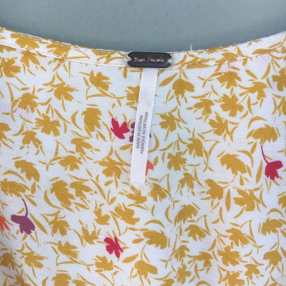 Free People Full Bloom Dress XS Floral Smocked Midi V-Neck Boho Cottage - Picture 5 of 16